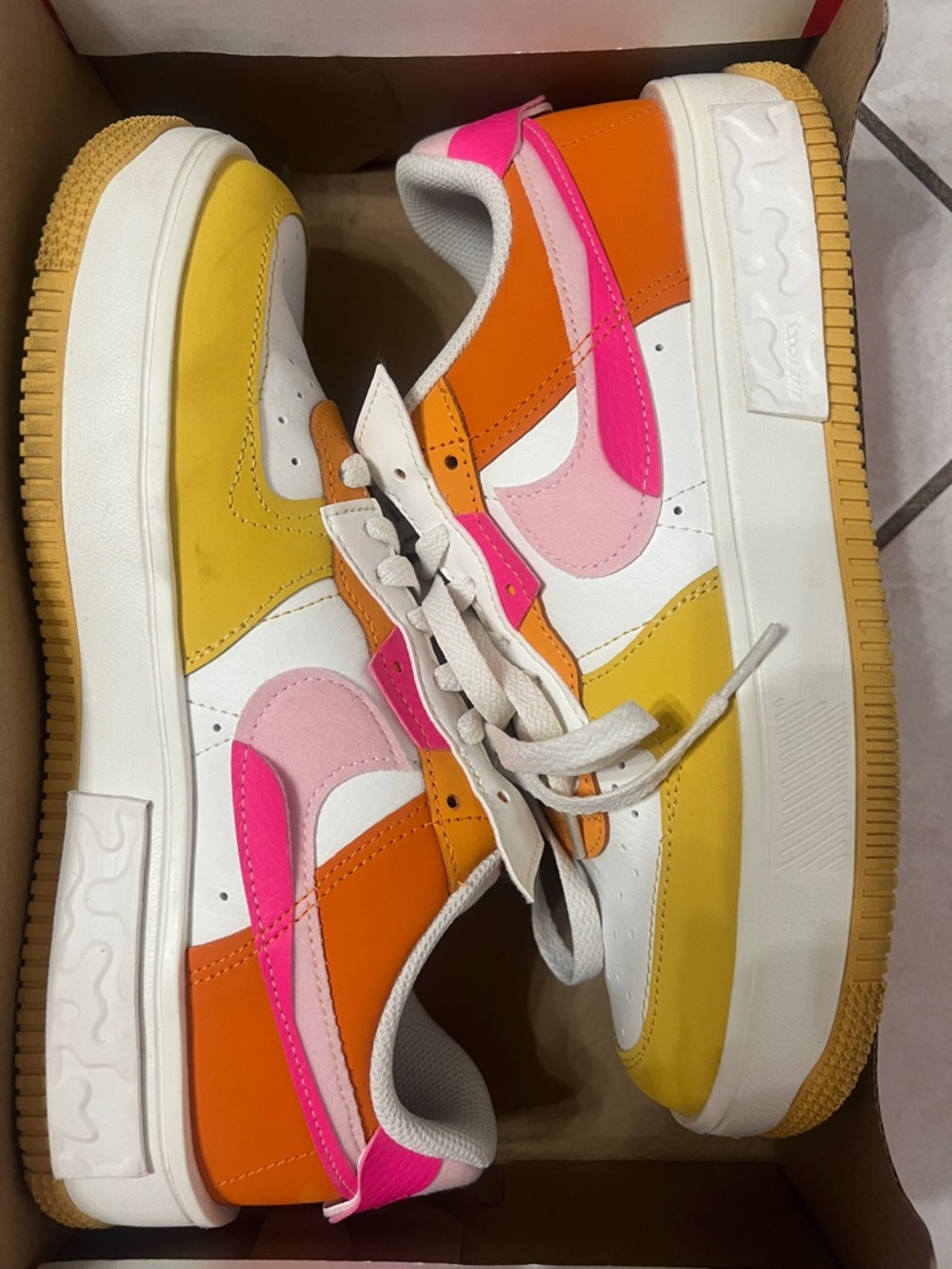 Nike Colorblock Low-Top Sneakers in Yellow, Orange & Pink
